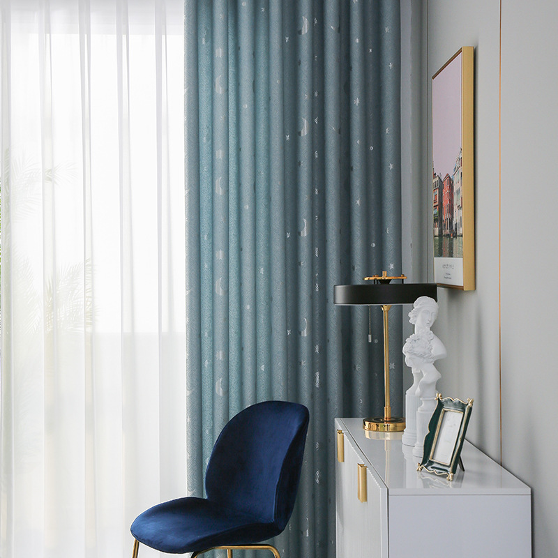 Cortinas verticales de jacquard con estrellas de cáñamo y diamantes de poliéster, cortinas opacas altas