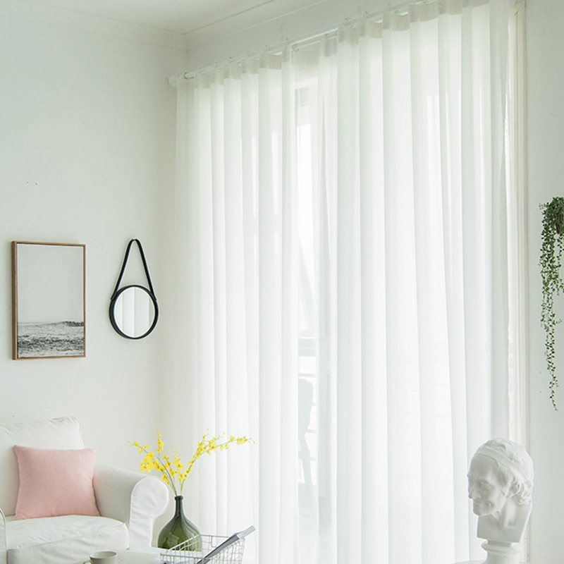 Cortinas de lujo ligeras y modernas escandinavas, cortinas de gasa de gasa para balcón y dormitorio con acabado, telas translúcidas para cortinas de ensueño